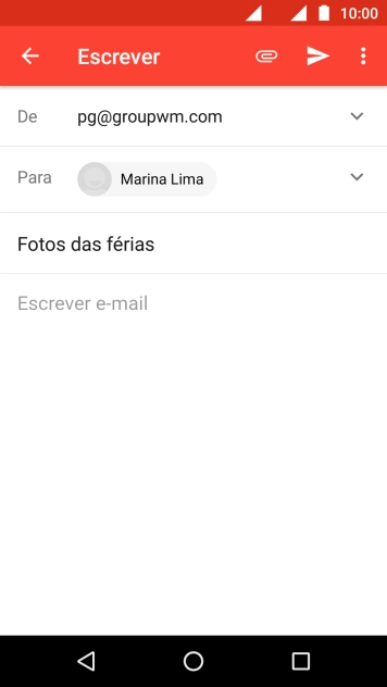 Pressioneo campo de escrever, e escreva o texto do seu e-mail. Pressioneo campo de escrever, e escreva o texto do seu e-mail.