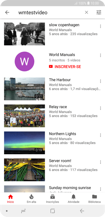 Pressione o vídeo desejado. Pressione o vídeo desejado.