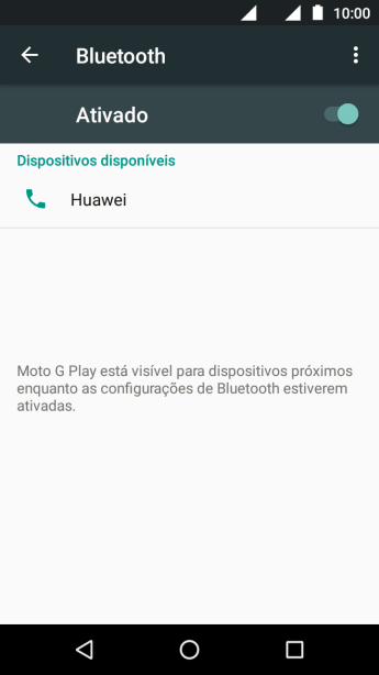 Pressione o dispositivo Bluetooth desejado, e siga as instruções da tela para conectar o dispositivo ao seu celular. Pressione o dispositivo Bluetooth desejado, e siga as instruções da tela para conectar o dispositivo ao seu celular.