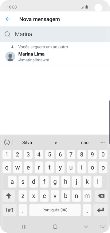 Digite as primeiras letras do destinatário desejado e pressione o contato. Digite as primeiras letras do destinatário desejado e pressione o contato.
