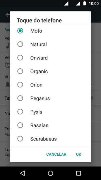 Pressione os toques desejados para escutá-los. Pressione os toques desejados para escutá-los.