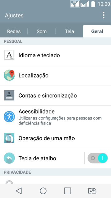 Pressione Contas e sincronização. Pressione Contas e sincronização.