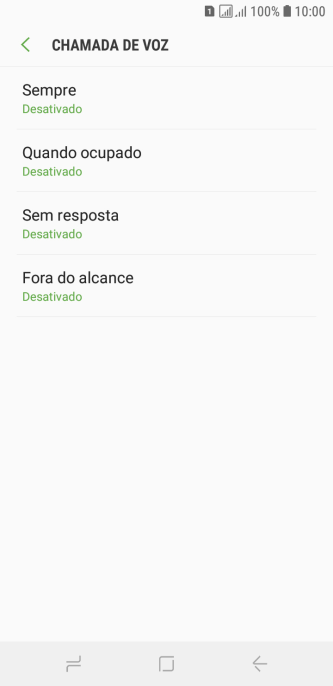 Pressione o tipo de encaminhamento desejado. Pressione o tipo de encaminhamento desejado.