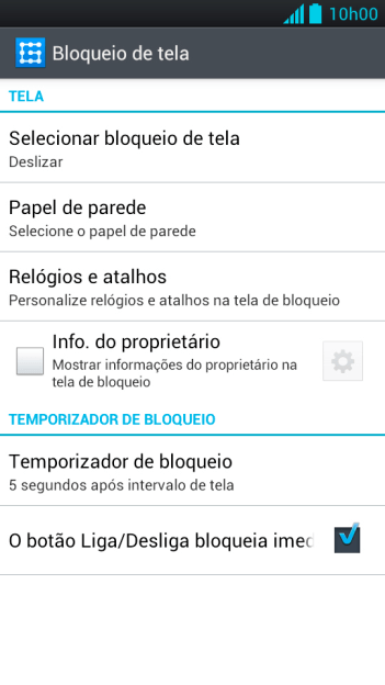 Pressione Selecionar bloqueio de tela. Pressione Selecionar bloqueio de tela.