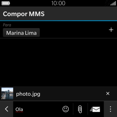 Pressione o ícone de enviar, quando você terminar de escrever a MMS. Pressione o ícone de enviar, quando você terminar de escrever a MMS.