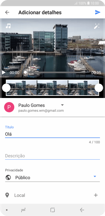 Escreva o texto desejado, e pressione o ícone de upload. Escreva o texto desejado, e pressione o ícone de upload.