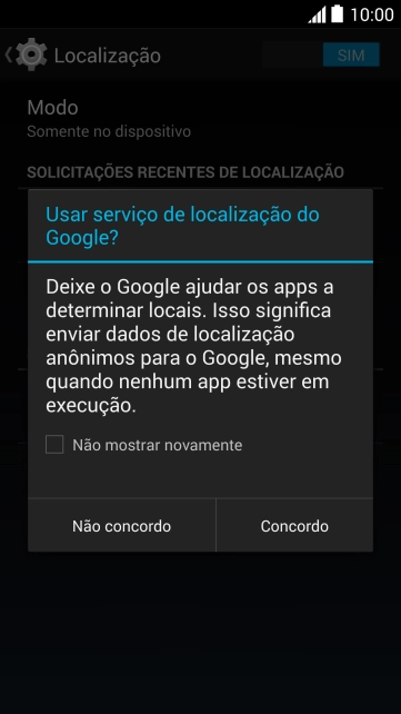 Se você quiser ativar a função, deve pressionar Concordo. Se você quiser ativar a função, deve pressionar Concordo.
