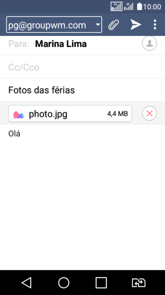 Pressione o ícone de enviar, quando você terminar de escrever seu e-mail. Pressione o ícone de enviar, quando você terminar de escrever seu e-mail.