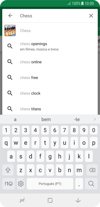 Insira o nome ou assunto do app desejado, e pressione o ícone de busca. Insira o nome ou assunto do app desejado, e pressione o ícone de busca.