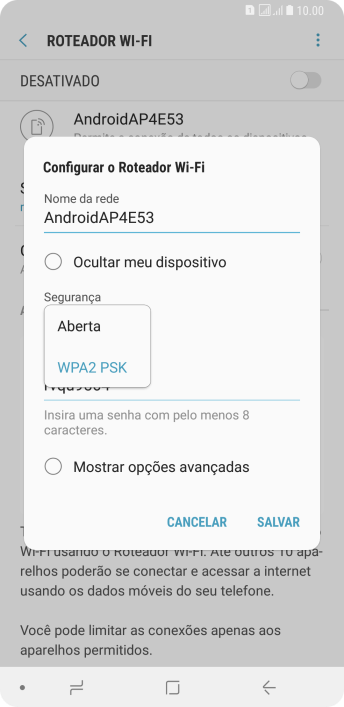 Pressione WPA2 PSK para proteger seu Roteador Wi-Fi com uma senha. Pressione WPA2 PSK para proteger seu Roteador Wi-Fi com uma senha.