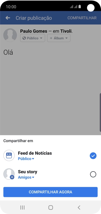 Pressione o campo ao lado das configurações desejadas. Pressione o campo ao lado das configurações desejadas.