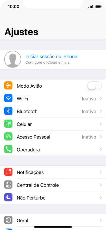 Pressione Iniciar sessão no iPhone. Pressione Iniciar sessão no iPhone.
