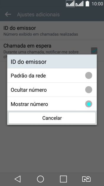 Pressione Mostrar número para ativar a identificação do seu número. Pressione Mostrar número para ativar a identificação do seu número.