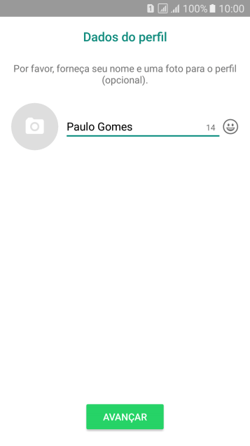 Digite o nome do usuário, e pressione AVANÇAR. Digite o nome do usuário, e pressione AVANÇAR.