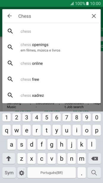Insira o nome ou assunto do app desejado, e pressione o ícone de busca. Insira o nome ou assunto do app desejado, e pressione o ícone de busca.