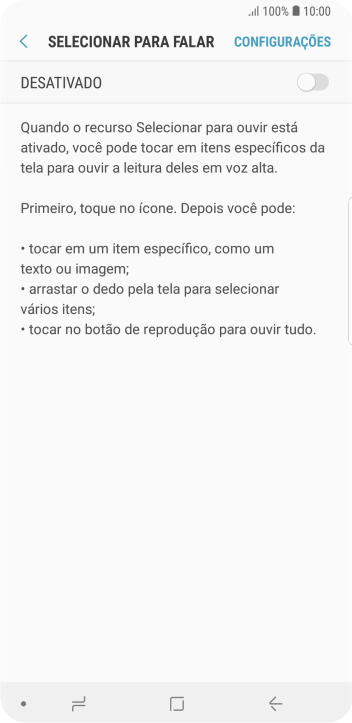 Pressione o indicador para ativar a função. Pressione o indicador para ativar a função.