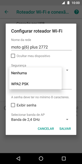Pressione WPA2 PSK para proteger seu Roteador Wi-Fi com uma senha. Pressione WPA2 PSK para proteger seu Roteador Wi-Fi com uma senha.