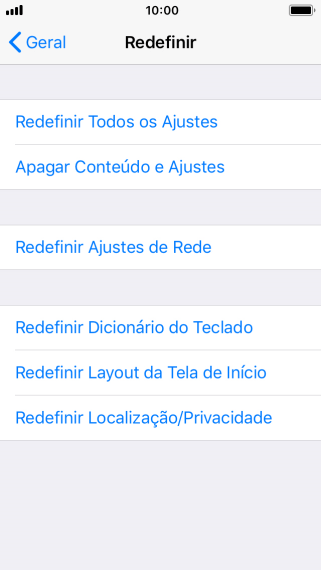Pressione Redefinir Todos os Ajustes. Pressione Redefinir Todos os Ajustes.