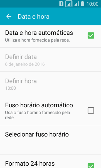 Pressione Data e hora automáticas para ativar a função. Pressione Data e hora automáticas para ativar a função.