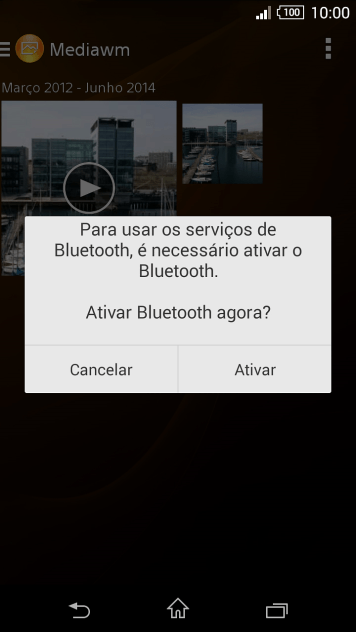 Se o Bluetooth estiver desativado, você deve pressionar Ativar para ativá-lo. Se o Bluetooth estiver desativado, você deve pressionar Ativar para ativá-lo.