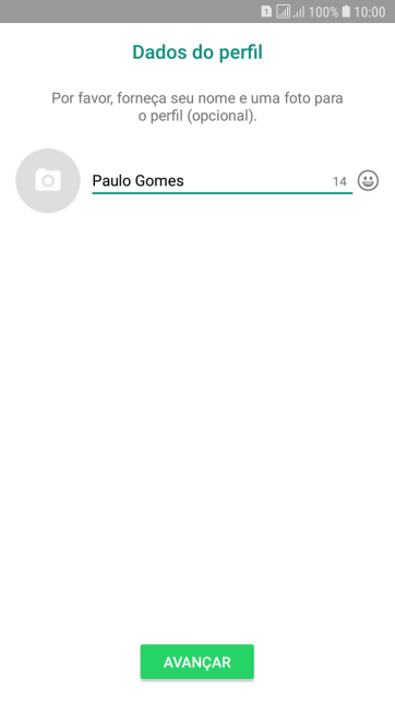 Digite o nome do usuário, e pressione AVANÇAR. Digite o nome do usuário, e pressione AVANÇAR.