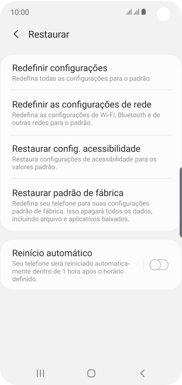 Pressione Restaurar padrão de fábrica. Pressione Restaurar padrão de fábrica.