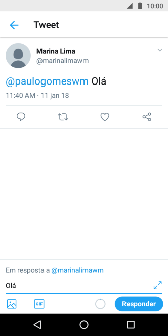 Escreva a resposta desejada, e pressione Responder. Escreva a resposta desejada, e pressione Responder.