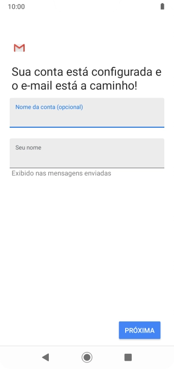 Pressione Seu nome, e digite o nome de remetente desejado. Pressione Seu nome, e digite o nome de remetente desejado.