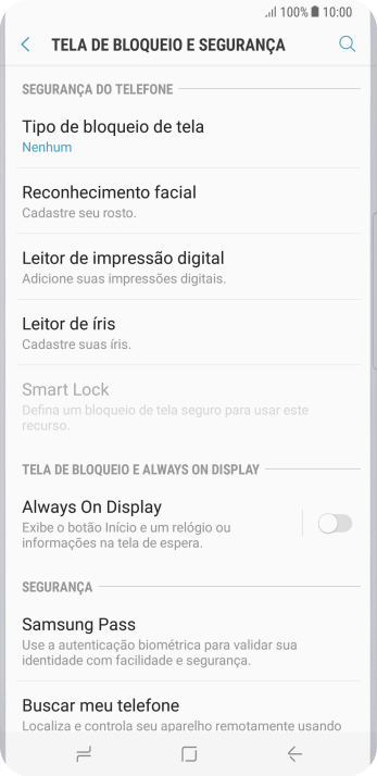 Pressione Leitor de íris. Pressione Leitor de íris.