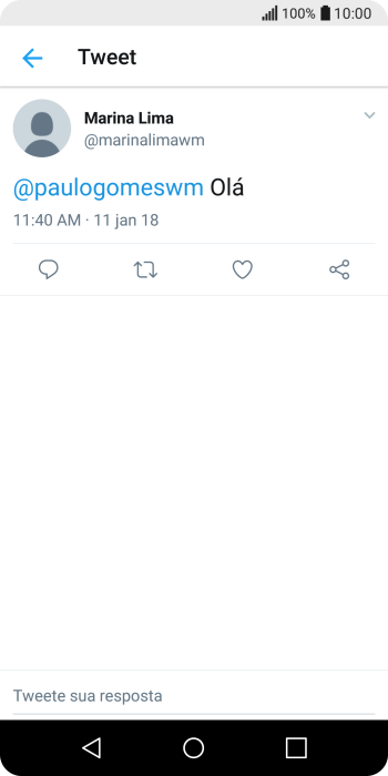 Pressione o ícone de responder. Pressione o ícone de responder.