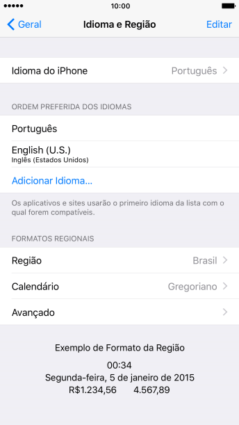 Pressione Idioma do iPhone. Pressione Idioma do iPhone.