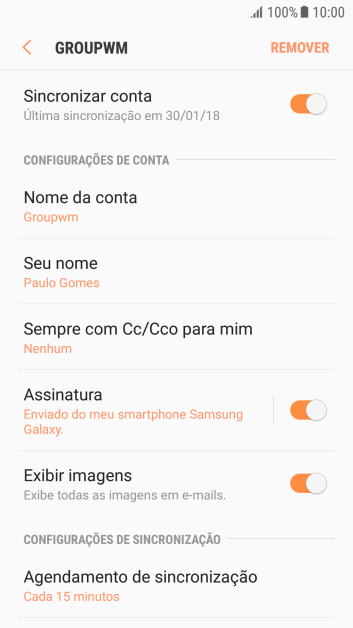 Pressione Nome da conta. Pressione Nome da conta.