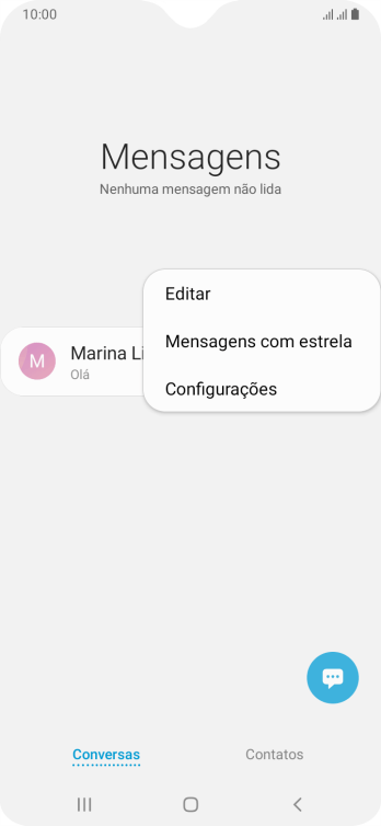 Pressione Configurações. Pressione Configurações.