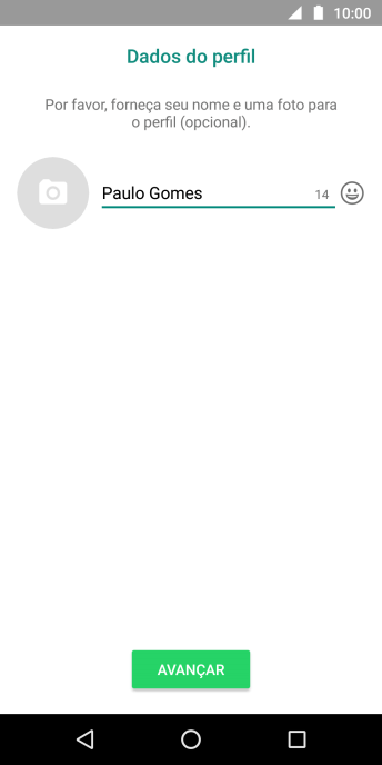 Digite o nome do usuário, e pressione AVANÇAR. Digite o nome do usuário, e pressione AVANÇAR.