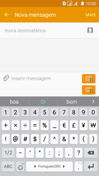 Pressione os números ou caracteres desejados. Pressione os números ou caracteres desejados.