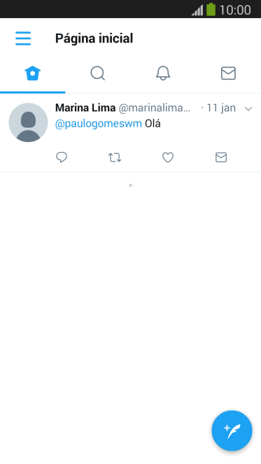 Pressione o ícone de novo tweet. Pressione o ícone de novo tweet.