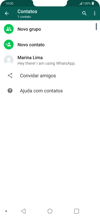 Pressione o ícone de busca, e digite as primeiras letras do nome do contato. Pressione o ícone de busca, e digite as primeiras letras do nome do contato.