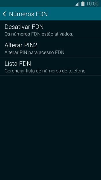Pressione Desativar FDN para desativar a os números de discagem fixa. Pressione Desativar FDN para desativar a os números de discagem fixa.