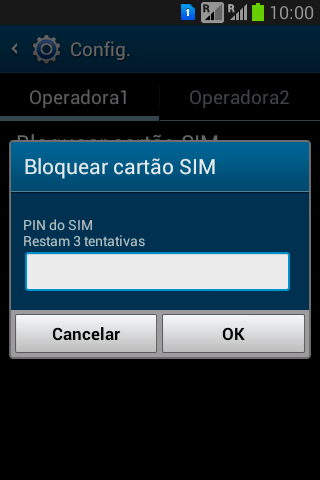 Digite um código PIN de quatro cifras e pressione OK. O código PIN padrão é 1010. Digite um código PIN de quatro cifras e pressione OK. O código PIN padrão é 1010.