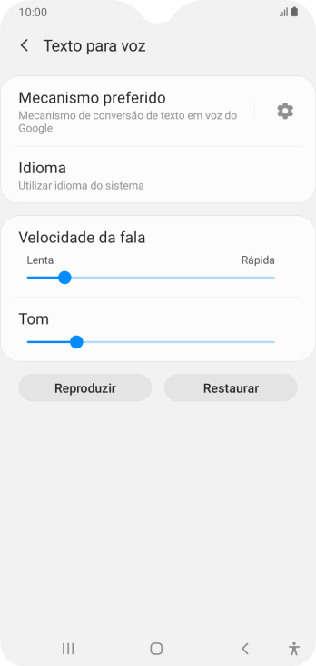Pressione o ícone de configurações, e siga as instruções da tela para selecionar as configurações desejadas. Pressione o ícone de configurações, e siga as instruções da tela para selecionar as configurações desejadas.