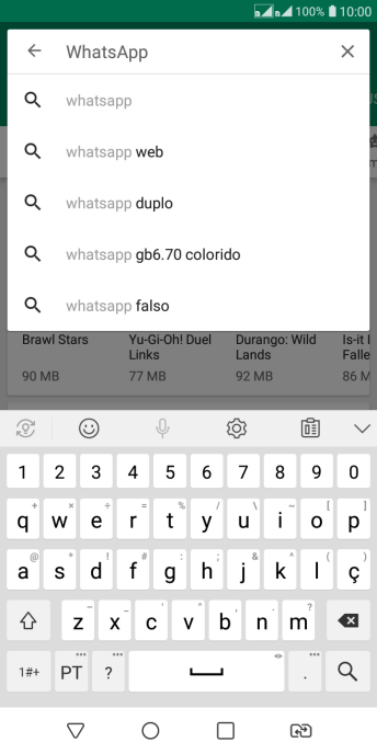 Digite WhatsApp Messenger, e pressione o ícone de busca. Digite WhatsApp Messenger, e pressione o ícone de busca.