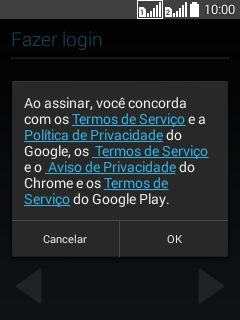 Pressione OK, e siga as indicações da tela para selecionar as configurações da sua conta Google. Pressione OK, e siga as indicações da tela para selecionar as configurações da sua conta Google.