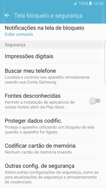 Pressione Outras config. de segurança. Pressione Outras config. de segurança.