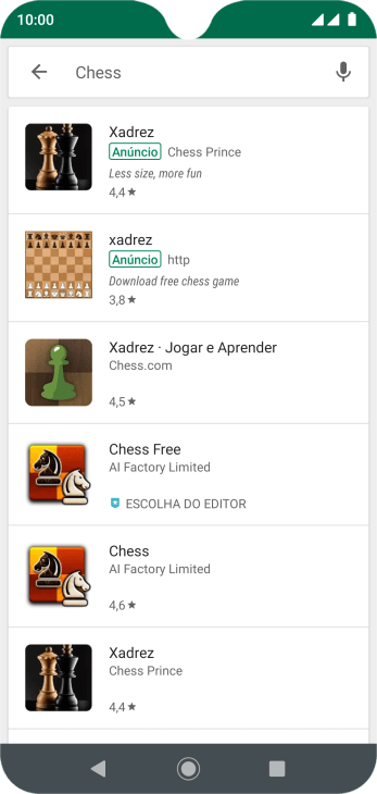 Pressione o app desejado. Pressione o app desejado.