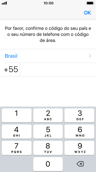 Pressione OK, e siga as instruções da tela para confirmar o número do celular. Pressione OK, e siga as instruções da tela para confirmar o número do celular.
