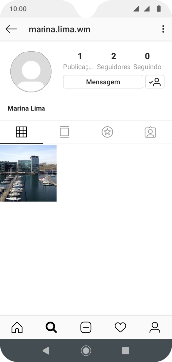 Pressione o ícone de busca. Pressione o ícone de busca.