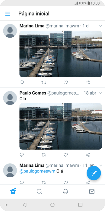 Pressione o ícone de novo tweet. Pressione o ícone de novo tweet.