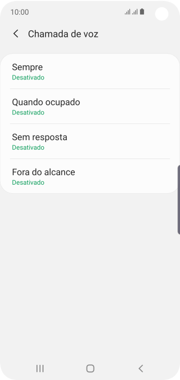 Pressione o tipo de encaminhamento desejado. Pressione o tipo de encaminhamento desejado.