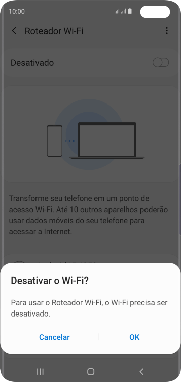 Se o Wi-Fi estiver ativado você deve pressionar OK. Se o Wi-Fi estiver ativado você deve pressionar OK.