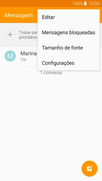 Pressione Configurações. Pressione Configurações.